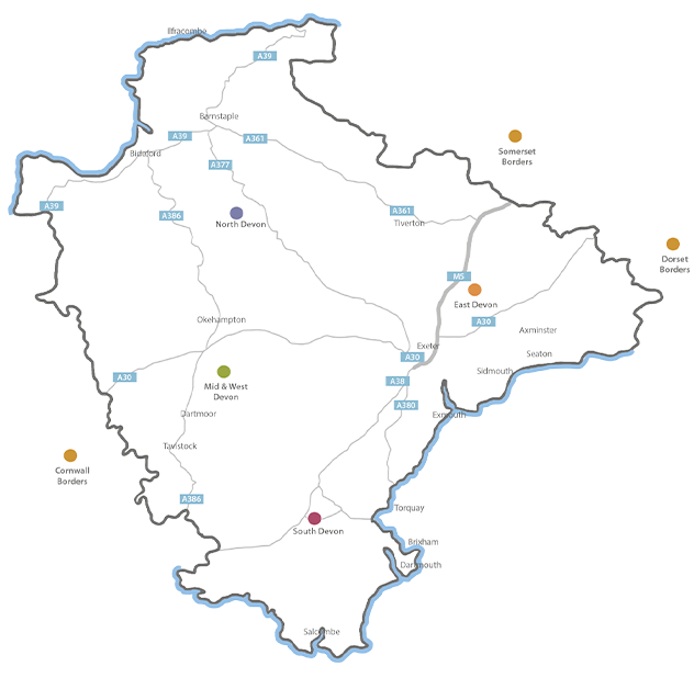 Map of Devon